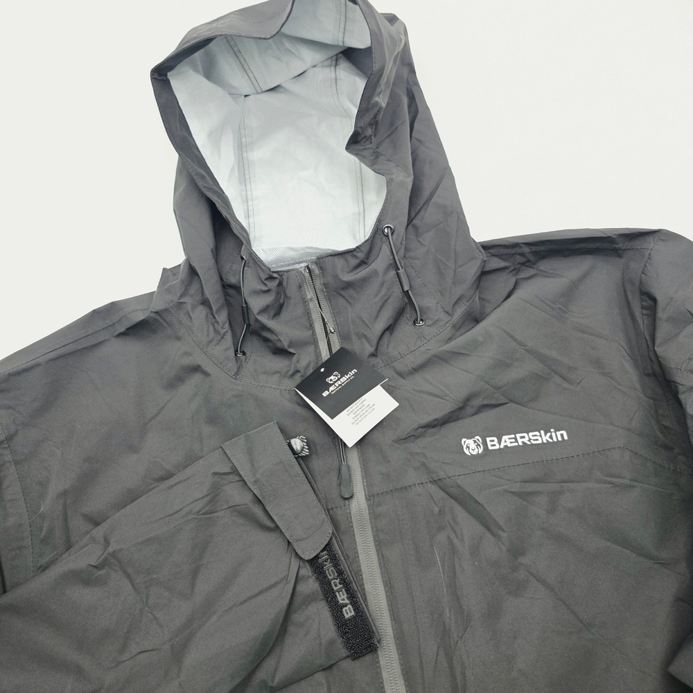 Baerskin Tactical Supply Co Mens 2XL Black Hooded Rain Jacket Full Zip NWT